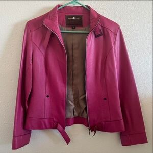 VTG Vogue Leather Jacket In Fuschia - Size Small/36a